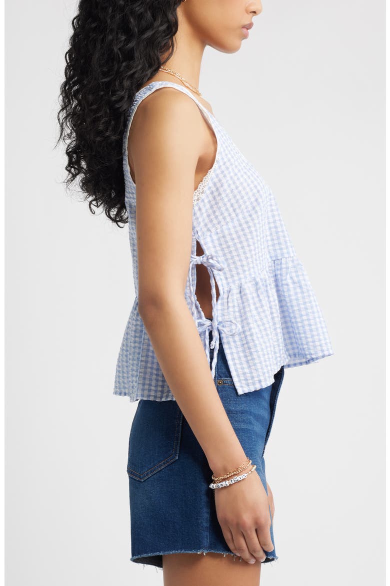 Gingham Side Tie Tank, Alternate, color, BLUE HELENA GINGHAM