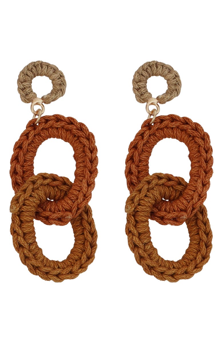 Panacea Rope Link Drop Earrings, Main, color, Brown