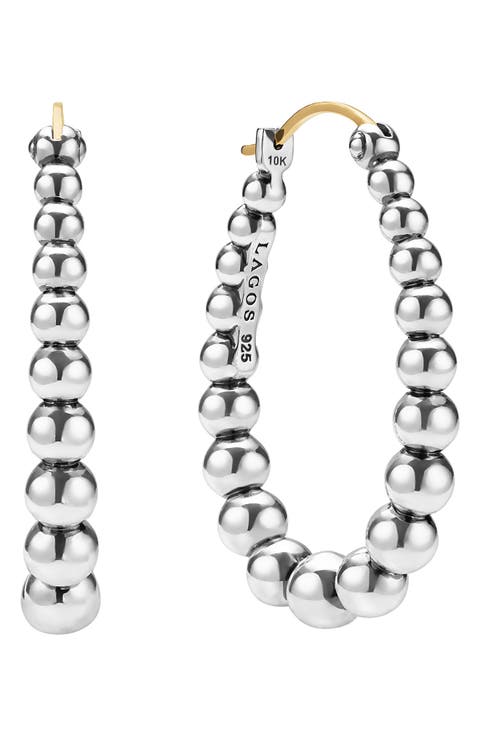 Caviar Bubbly Oval Hoop Earrings