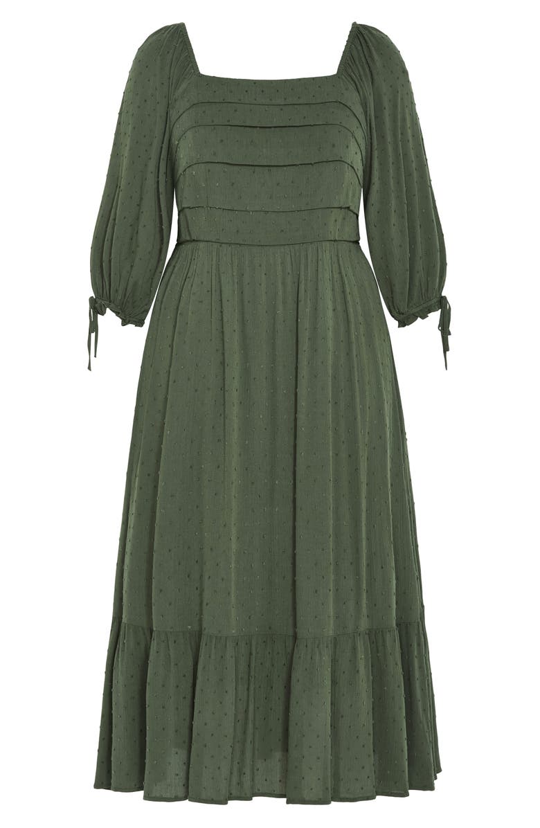 City Chic The Ally Clip Dot Maxi Dress, Alternate, color, Olive