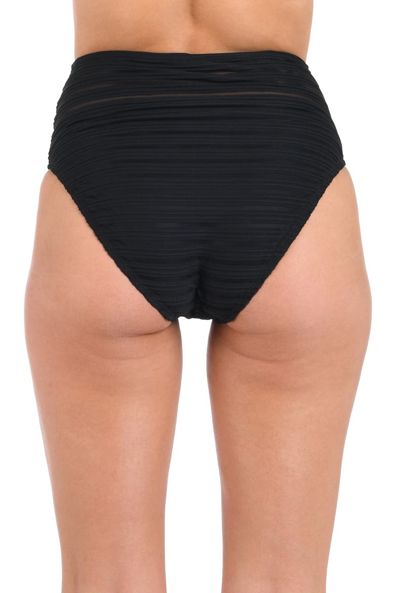 Fluid Lines High Waist Bikini Bottoms, Alternate, color, BLACK