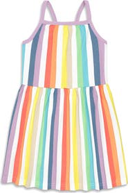 Primary Kids Picnic Dress In Rainbow Patterns