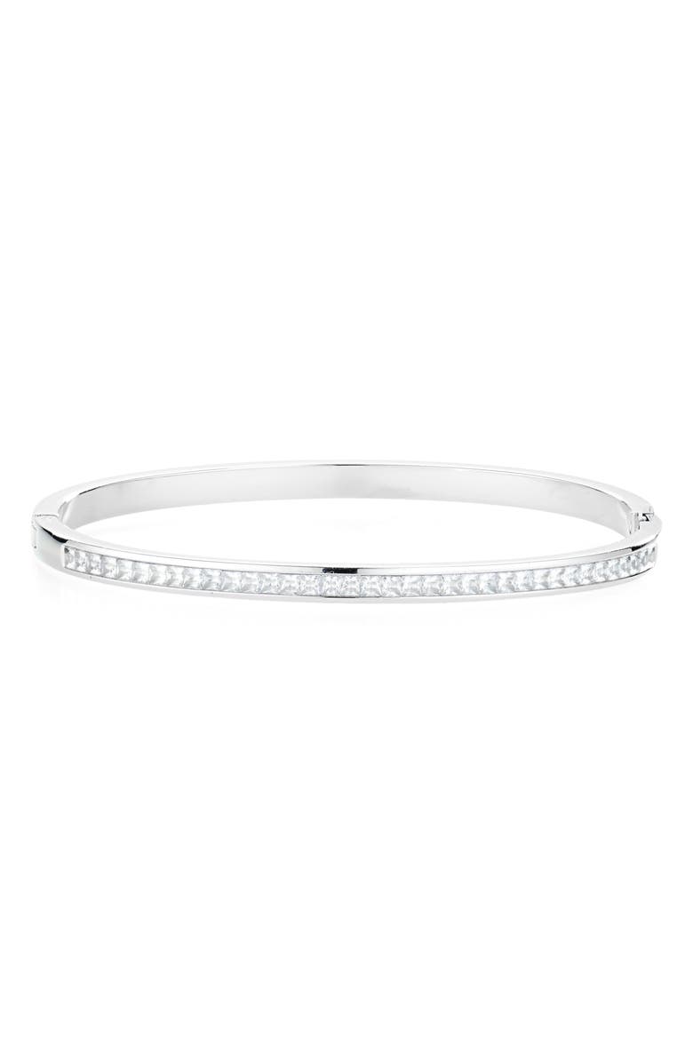 Nordstrom Cubic Zirconia Hinge Bangle, Main, color, Clear- Silver