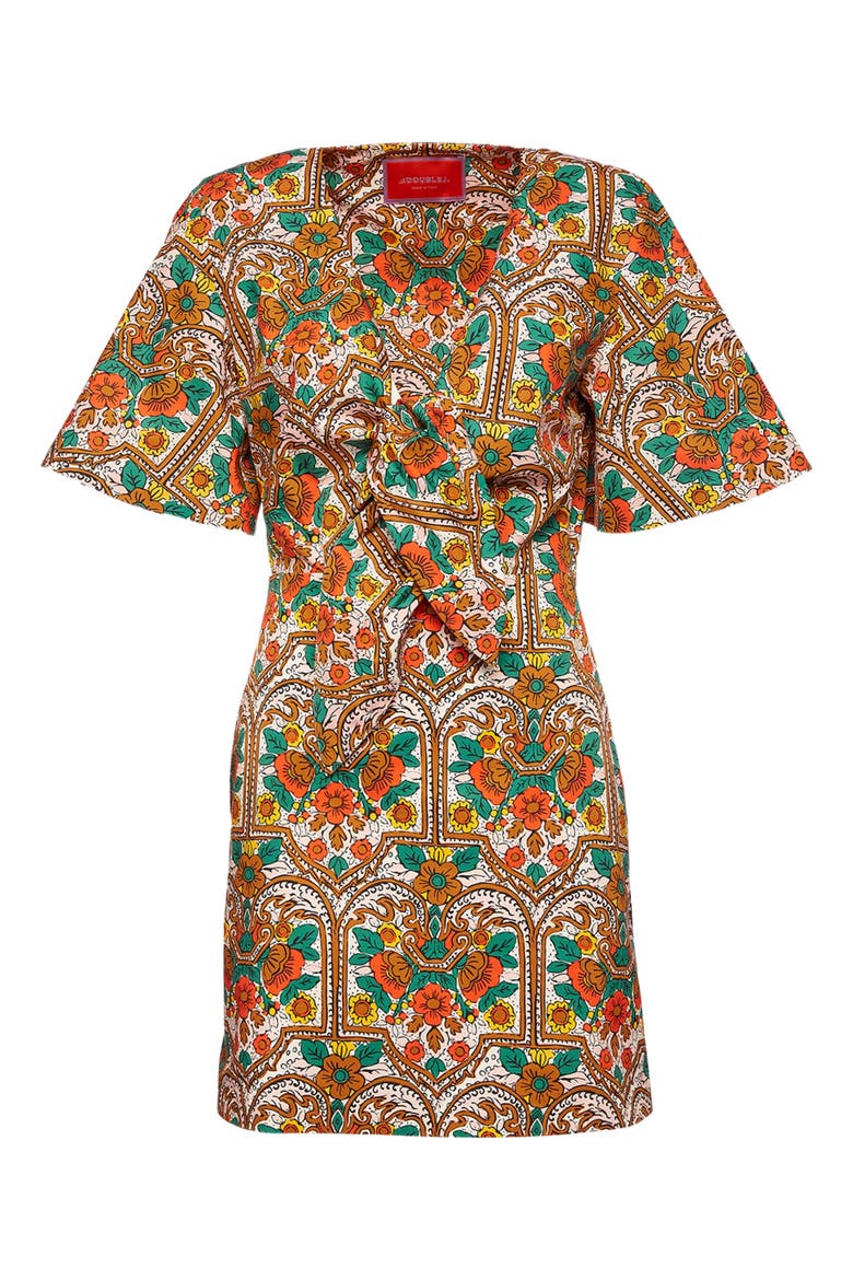 Peek-A-Boo Mini Dress Corte White Rust, Alternate, color, Corte White Rust