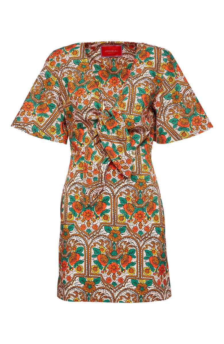 La DoubleJ Peek-A-Boo Mini Dress Corte White Rust, Alternate, color, 