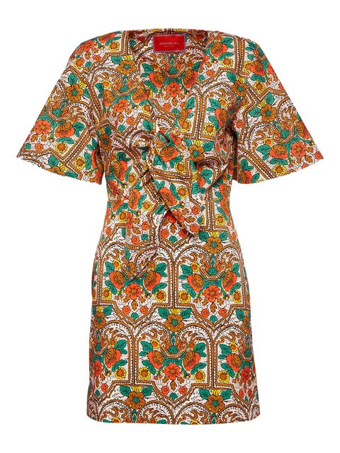 Peek-A-Boo Mini Dress Corte White Rust