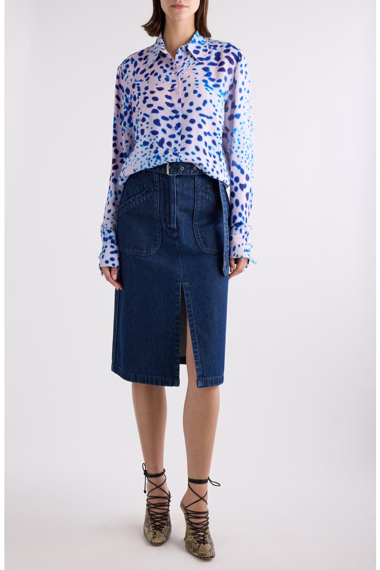 Celina Orchid Spot Snap-Up Shirt, Alternate, color, BLUE