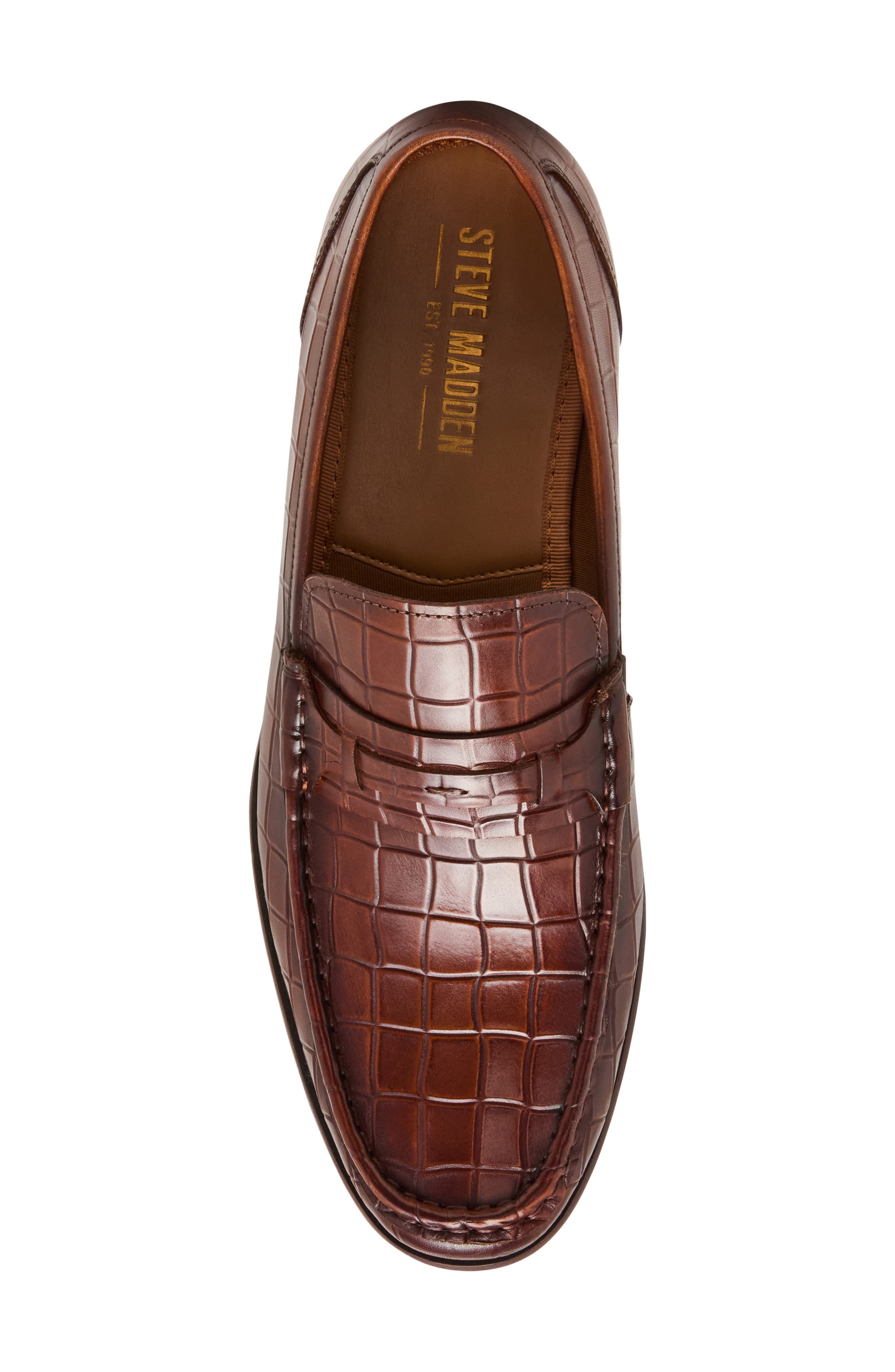 Kline Croc Embossed Penny Loafer, Alternate, color, TAN LEATHE