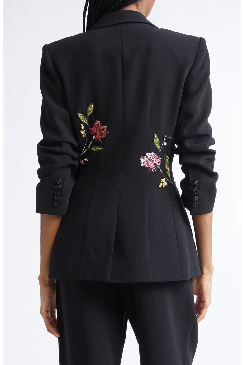 Sequin Floral Scrunched Sleeve Blazer, Alternate, color, BLACK/MULTI