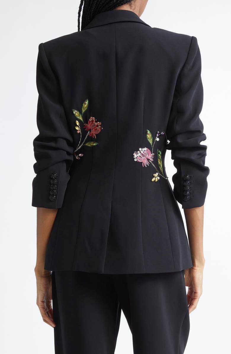 Cinq à Sept Sequin Floral Scrunched Sleeve Blazer, Alternate, color, Black/Multi