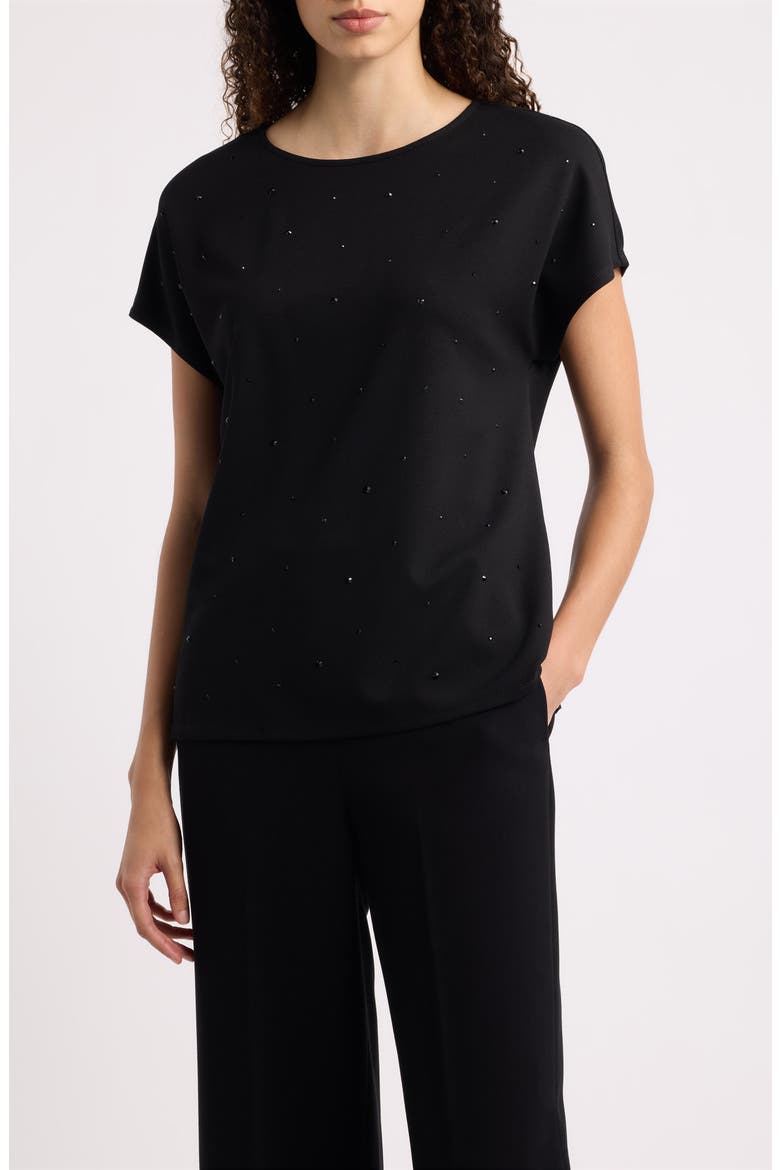 Heatset Beaded Extended Shoulder Dolman Top, Main, color, ANNE BLACK