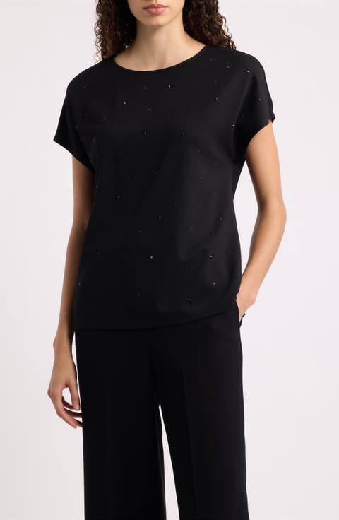 Heatset Beaded Extended Shoulder Dolman Top
