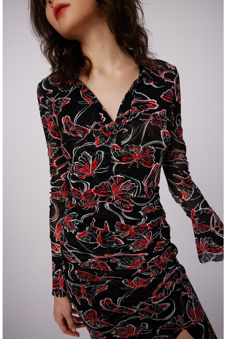 Lilly Butterfly Print Long Sleeve Mesh Dress, Alternate, color, FLUTTERFLY SM
