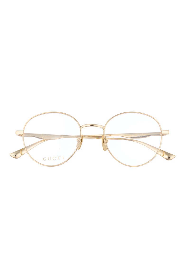 51mm Round Metal Optical Frames, Main, color, GOLD GOLD TRANSPARENT