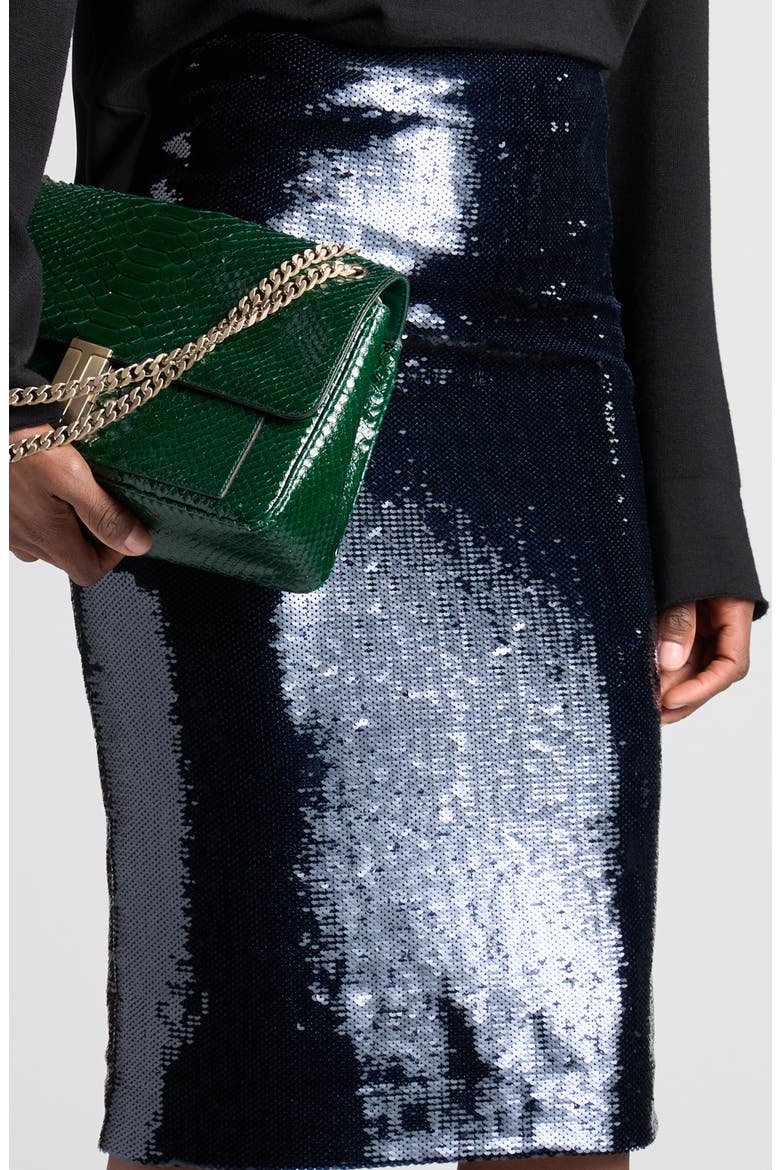 Sequin Pencil Skirt, Alternate, color, ROYAL BLUE/ BROWN