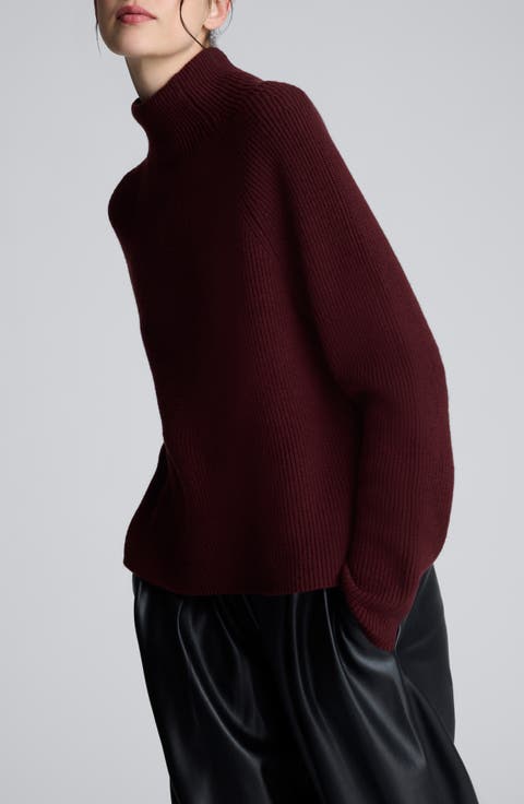 Raglan Sleeve Funnel Neck Sweater
