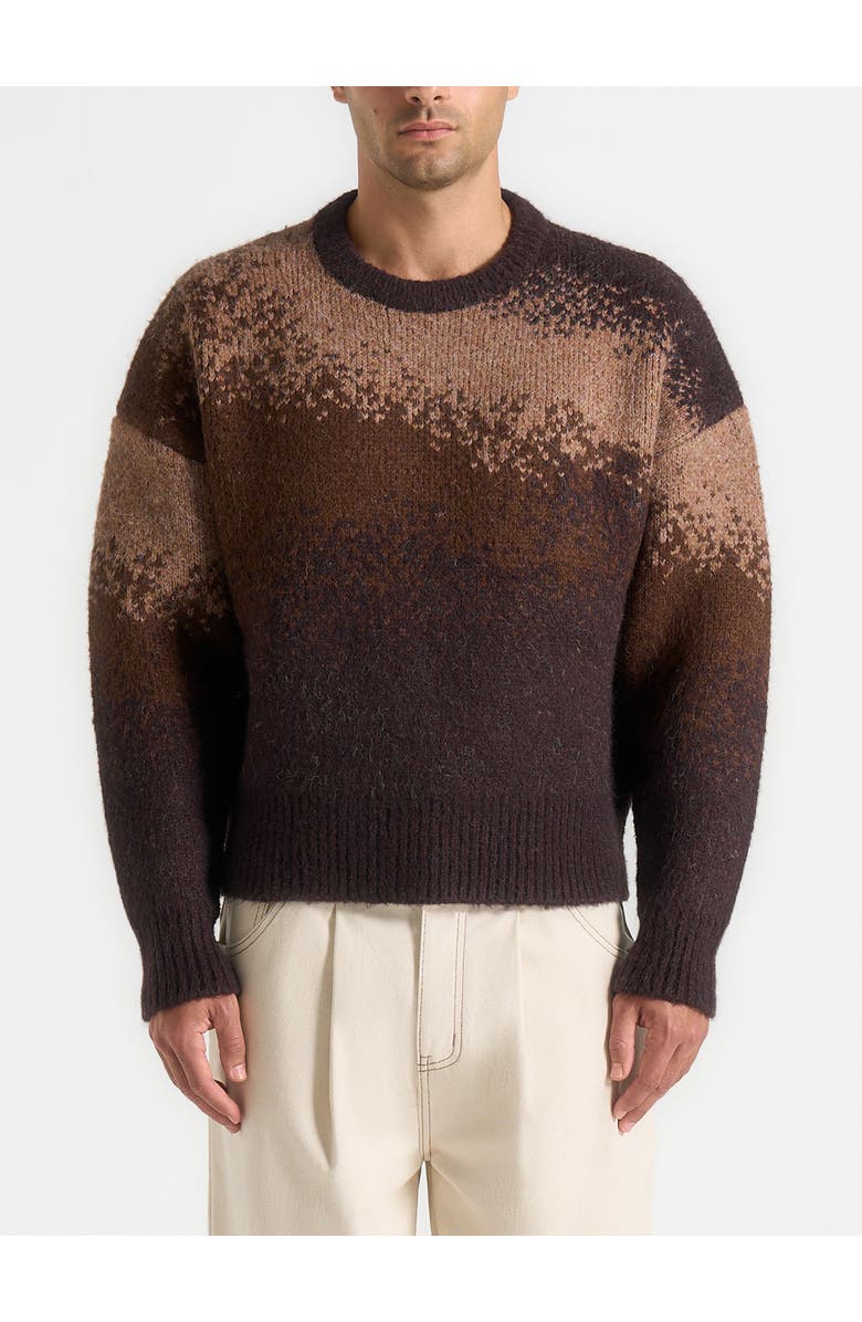 Manière De Voir Yani Ombre Wool Crewneck Sweater, Alternate, color, Brown