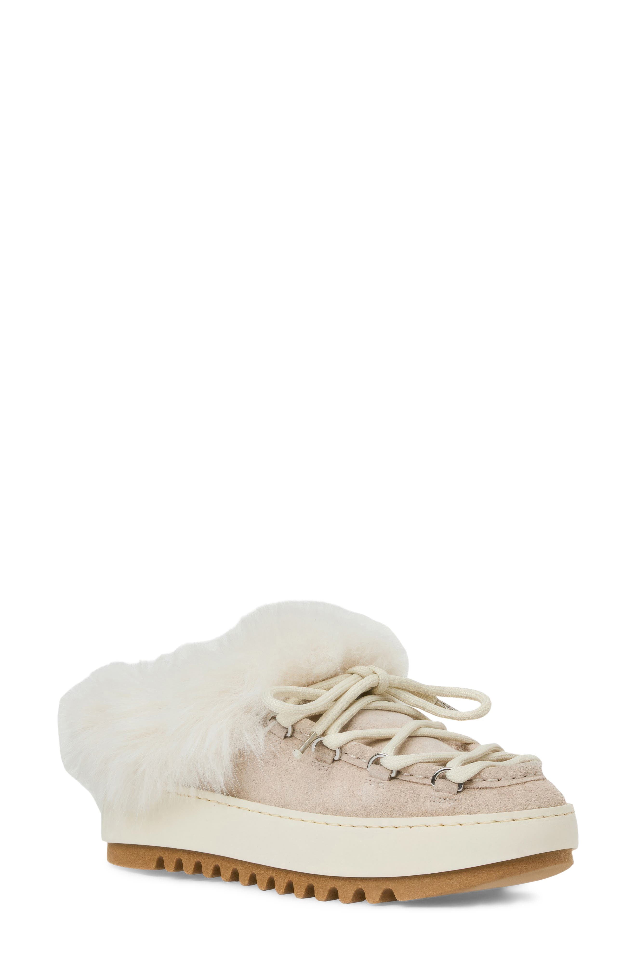 Anise Genuine Shearling Lined Sneaker Mule, Main, color, WARM GREY SUEDE