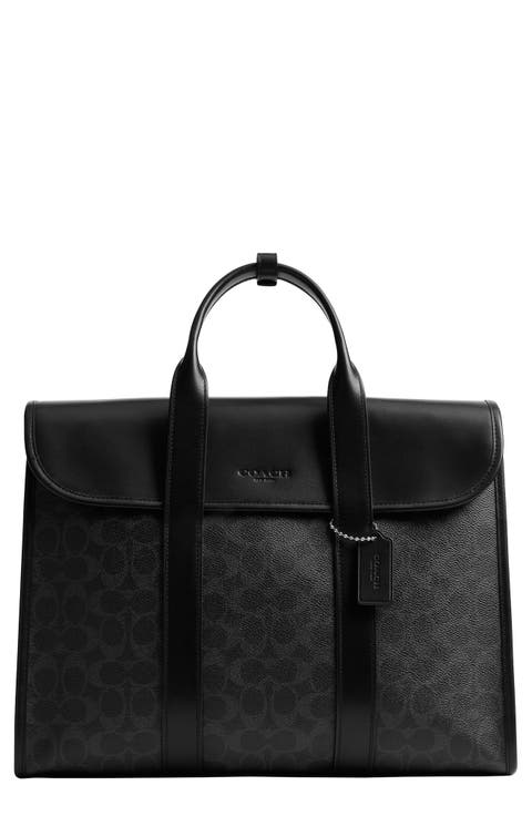 Gotham Signature Coated Canvas & Leather Portfolio Messenger Bag