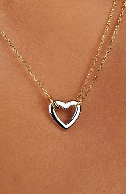 Little Sky Stone Emma Heart Charm Necklace In Silver/gold