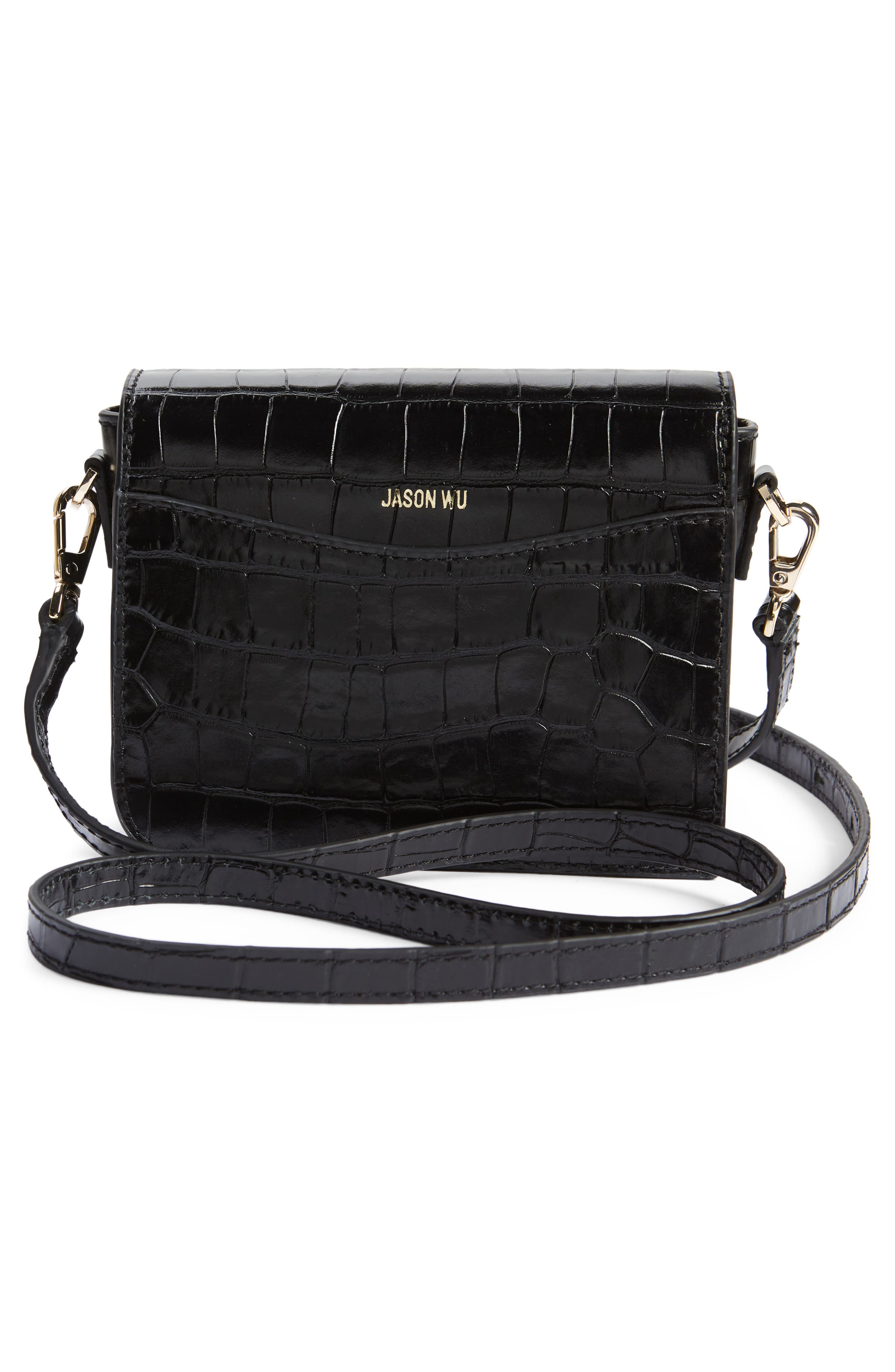 JASON WU Orbit Croc Embossed Leather Crossbody Bag, Alternate, color, 