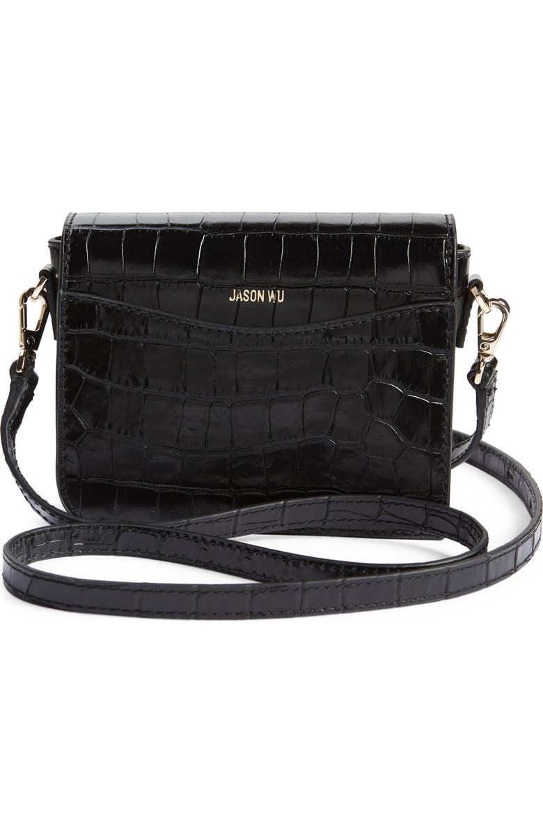JASON WU Orbit Croc Embossed Leather Crossbody Bag, Alternate, color,