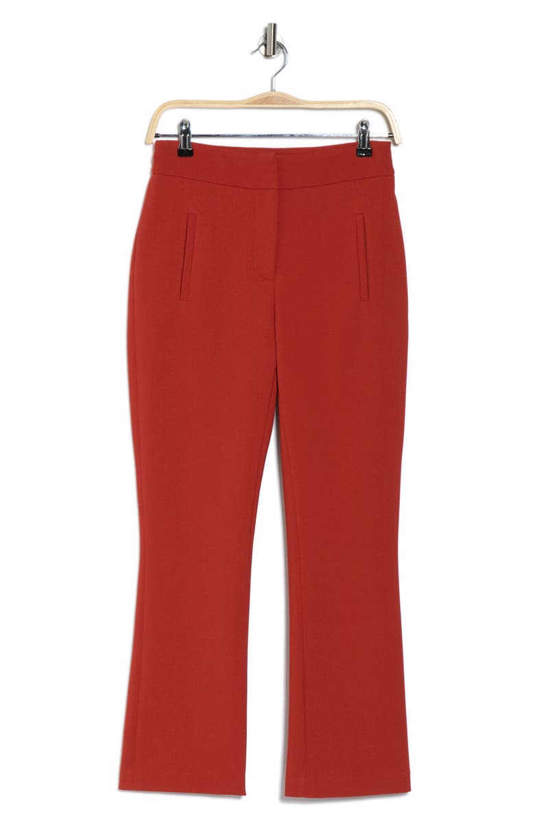Veronica Beard Arte Houndstooth High Waist Flare Ankle Pants, Alternate, color, Brick Red