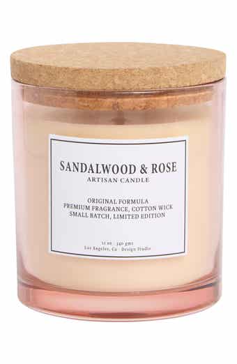 PORTOFINO CANDLES Sandalwood & Rose Glass Jar Candle