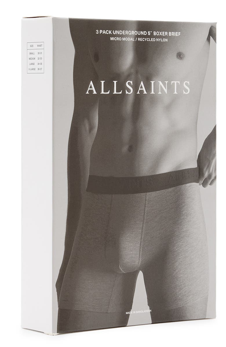 AllSaints 3-Pack 5-Inch Contour Pouch Boxer Briefs, Alternate, color, Black