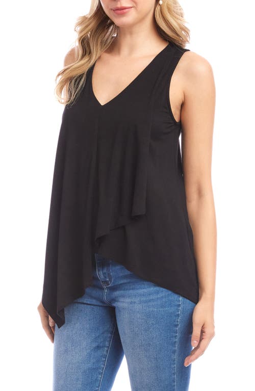 Karen Kane Drape Layered Asymmetric Tank In Black
