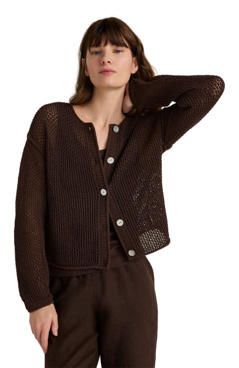 Cotton Blend Open Stitch Cardigan