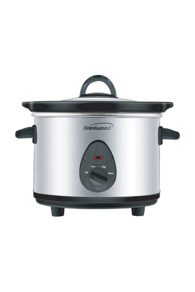 1.5 Quart Slow Cooker in Stainless Steel w/ 3 Settings, Main, color, Silver
