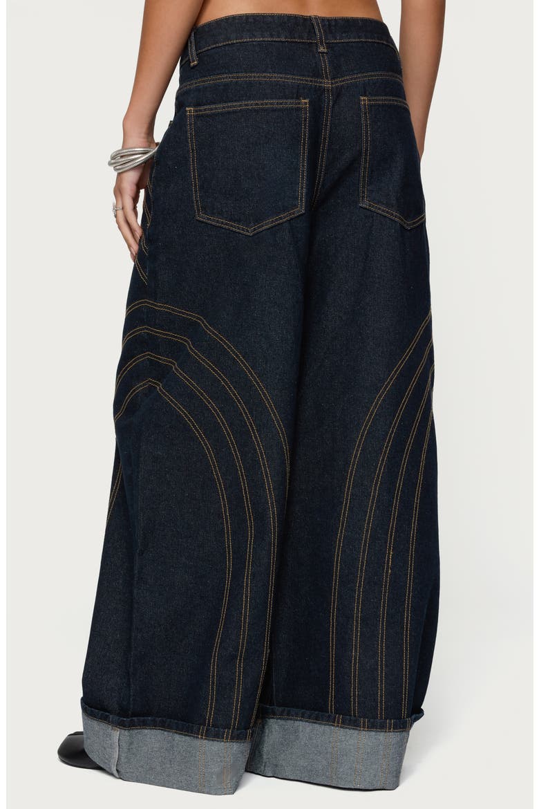 Cuffed Low Rise Baggy Jeans, Alternate, color, INDIGO-BLUE-RAW-WASH