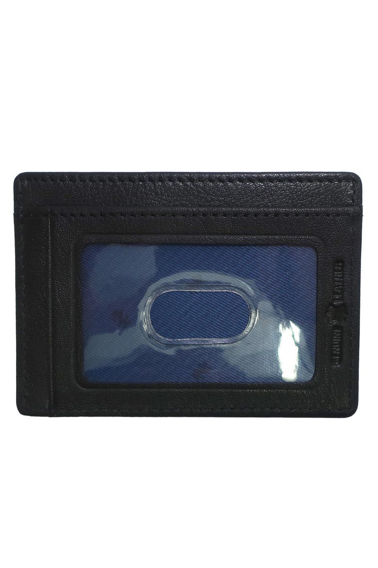 Genuine Leather ID Wallet with Epoxy Logo, Alternate, color, Black