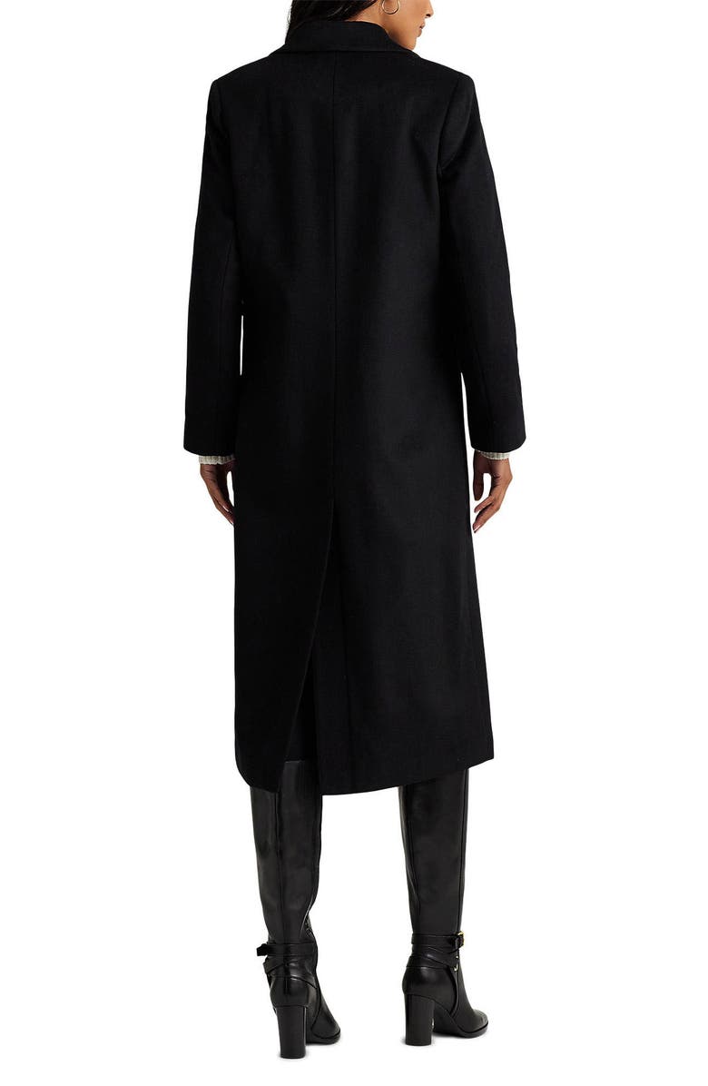 Lauren Ralph Lauren Double Breasted Wool Blend Reefer Coat, Alternate, color, Black
