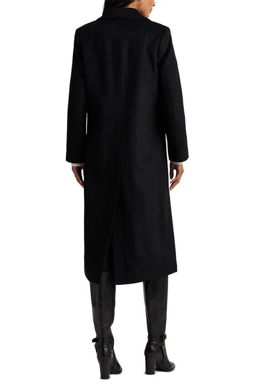 Ralph Lauren Lauren  Double Breasted Wool Blend Reefer Coat In Black
