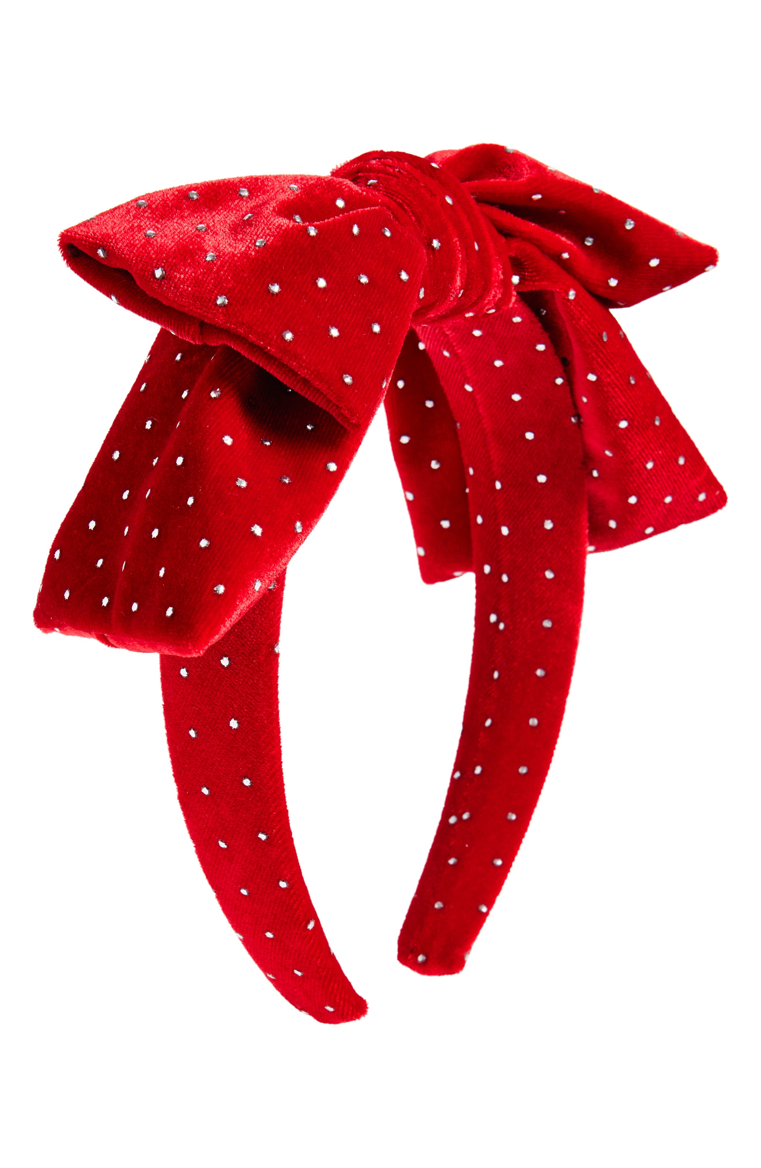 Capelli New York Kids' Glitter Bow Velvet Headband in Red 