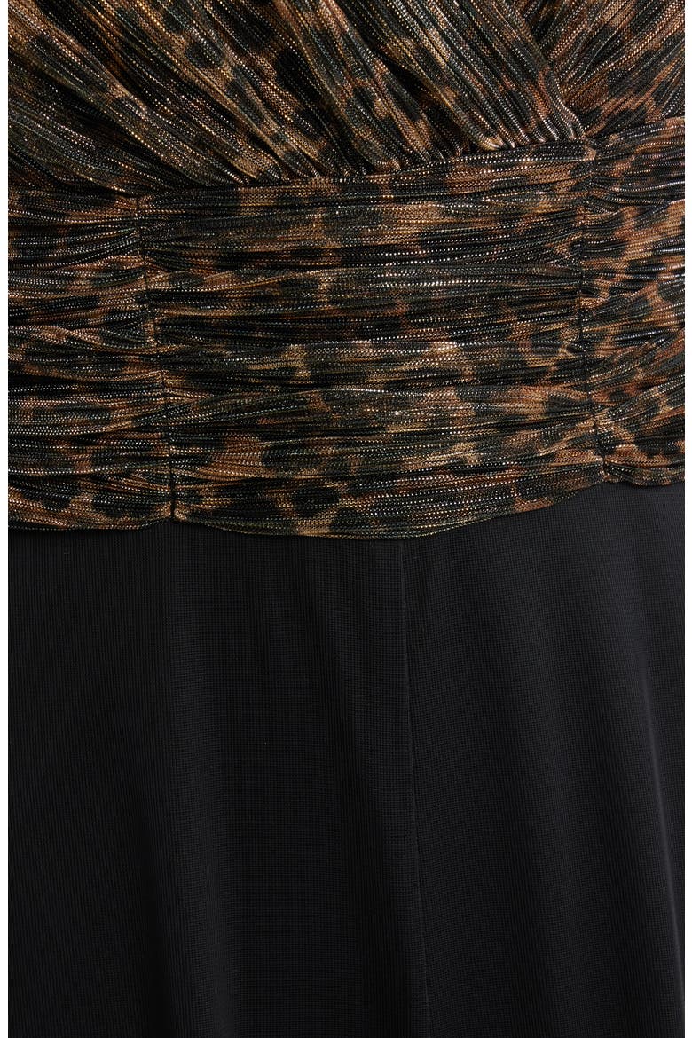 Metallic Leopard Print Bodice Chiffon Jumpsuit, Alternate, color, BLACK