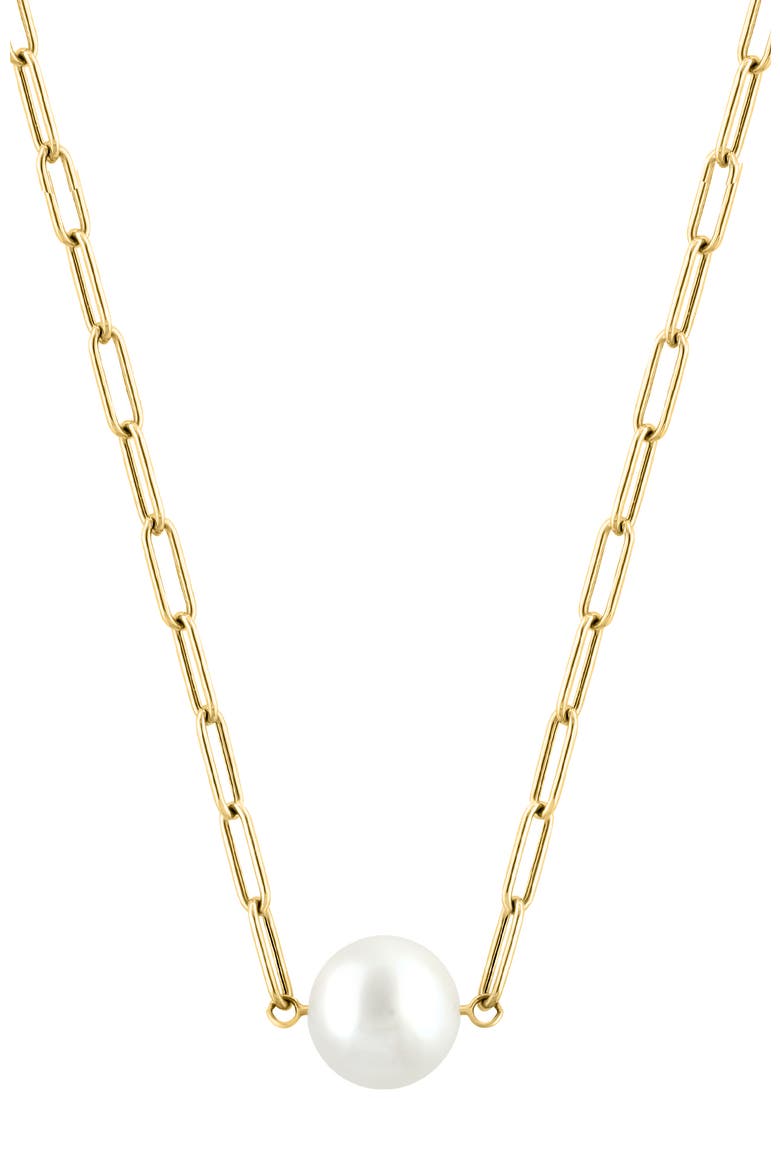 14K Yellow Gold Freshwater Pearl Paperclip Necklace, Main, color, 14K Gold