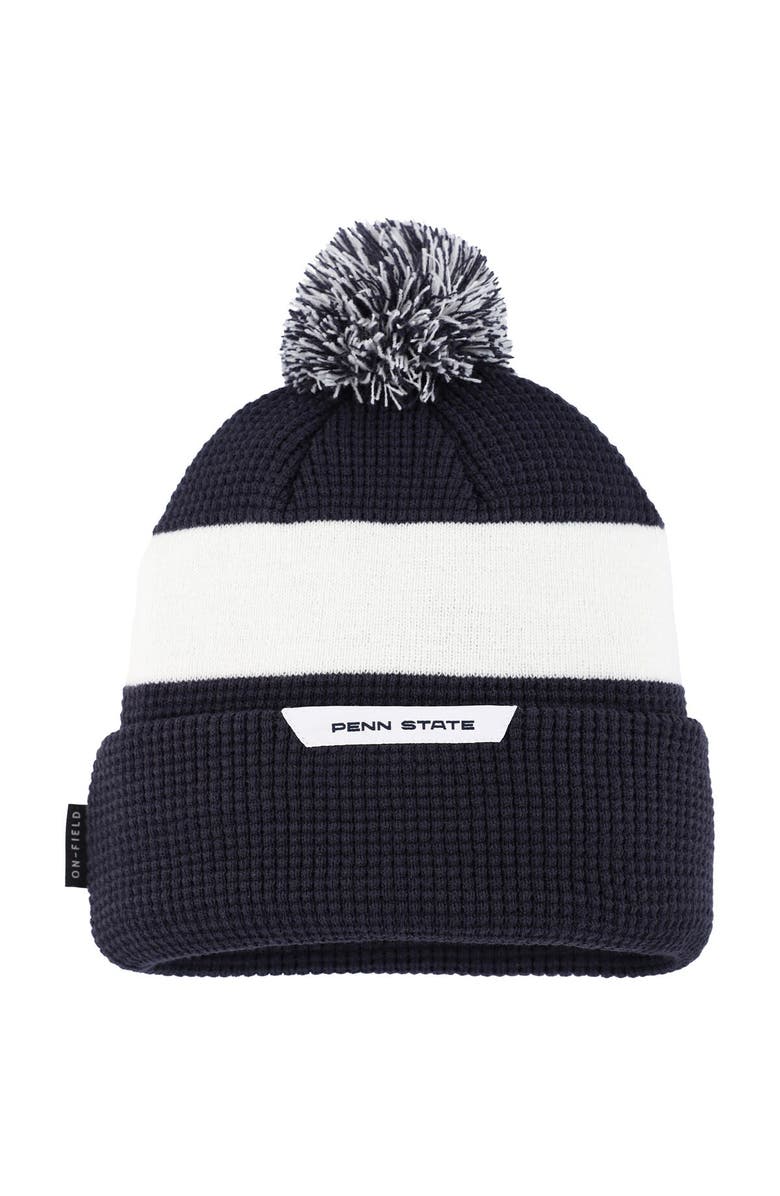 Nike Youth Nike Navy Penn State Nittany Lions Cuffed Knit Hat with Pom, Alternate, color, 