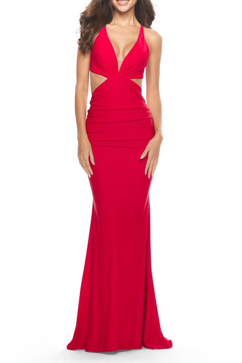 Prom Dress with Cut Out Sides and Low Open Back