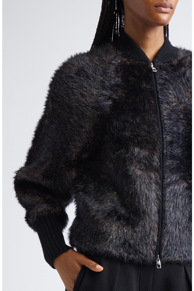 Faux Fur Jacket, Alternate, color, SOLID BLACK