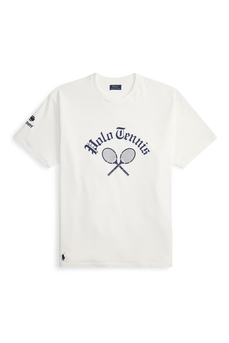 US Open Big Fit Polo Tennis Cotton Graphic T-Shirt, Alternate, color, WHITE