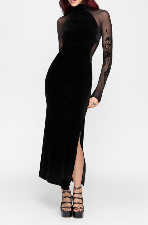 Riven Flock Mesh Mix Gown