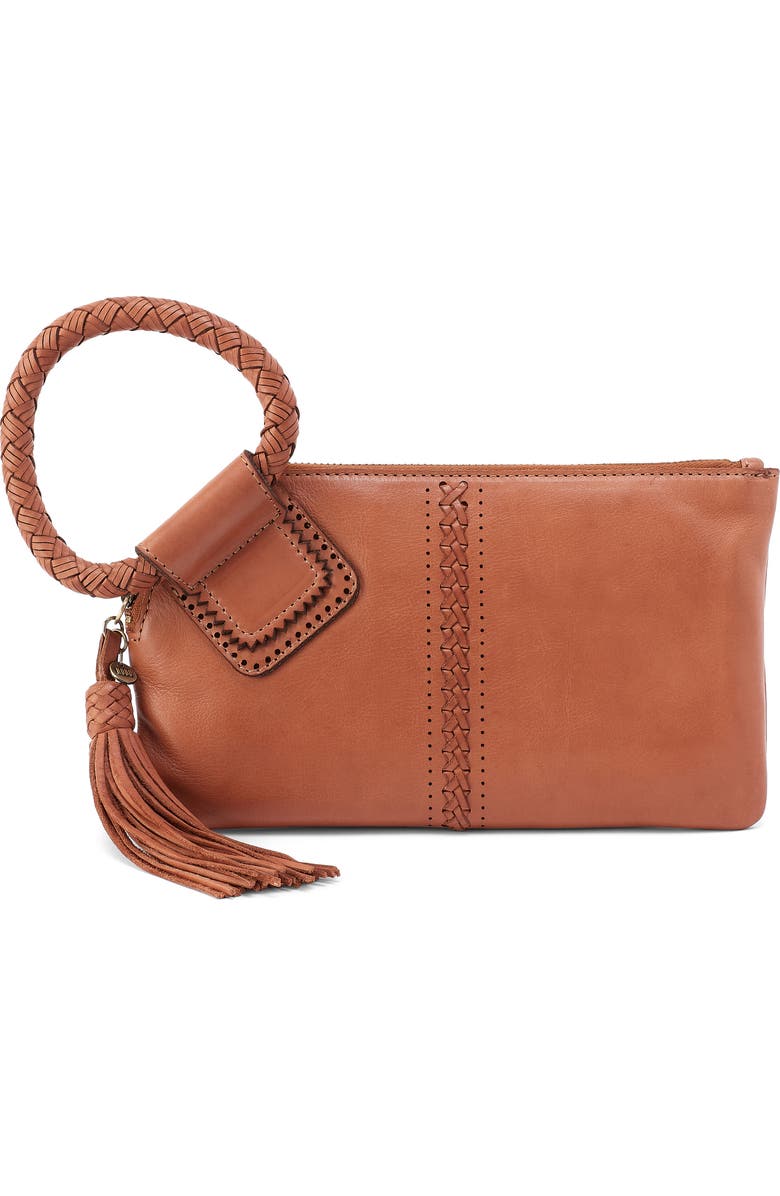 HOBO Sable Leather Wristlet, Main, color, Harvest Wheat