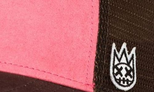 Cult Of Individuality Logo Mesh Back Suede Trucker Hat In Pink