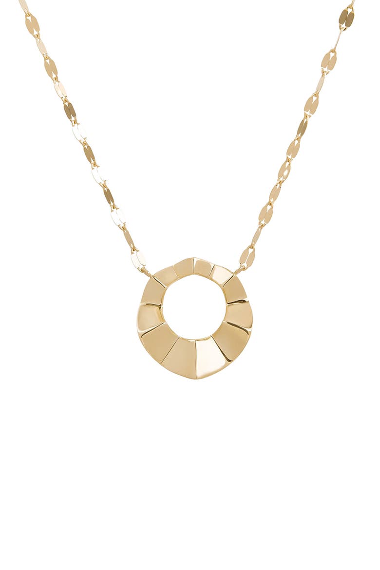 14K Gold Geometric Crinkle Pendant Necklace, Main, color, YELLOW