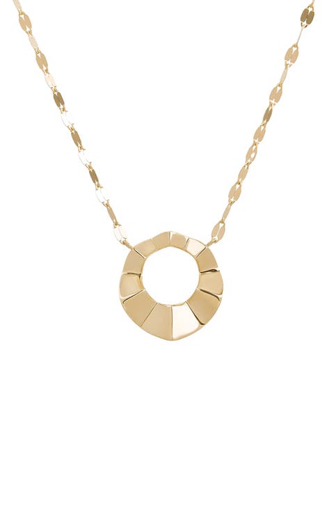 14K Gold Geometric Crinkle Pendant Necklace