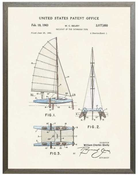 Catamaran Patent in Black Frame