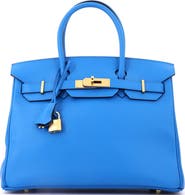Pre-Owned Hermes Birkin Handbag Blue Epsom with Gold Hardware 30